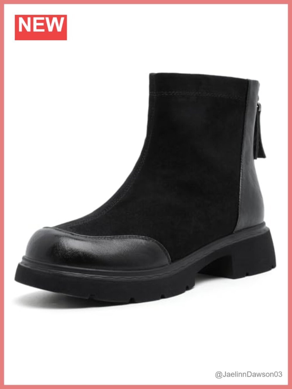 Faux Leather Mid-Calf Boots Chunky Platform Heel Back Zipper Women's